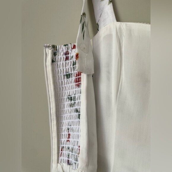 NEW Reformation Everett Linen Midi Dress Corsini White Multi Floral | US 0 UK 4 - Picture 10 of 16